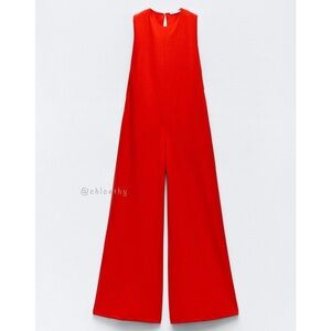 Zara Red Wide-Leg Jumpsuit